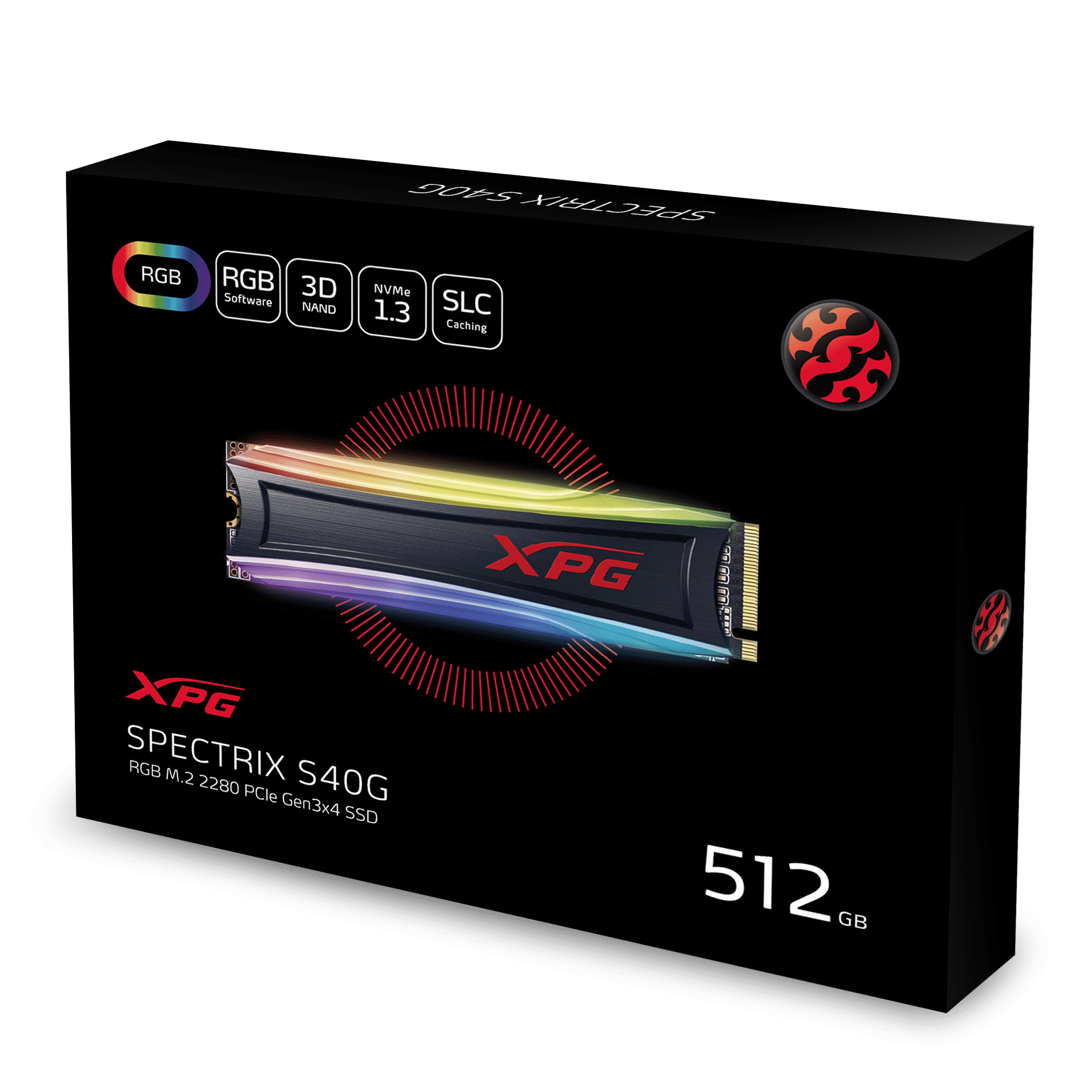 AS40G-512GT-C.png XPG SPECTRIX S40G RGB PCIe Gen3x4 M.2 2280 solid-state drive - Image 1